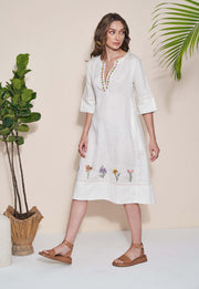 Pozruh-Pelican White Midi Dress-INDIASPOPUP.COM