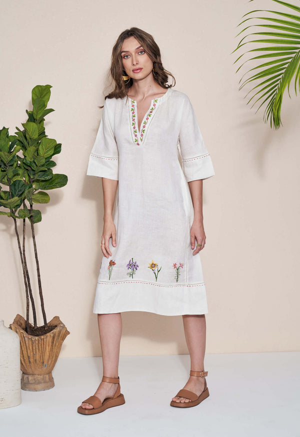 Pozruh-Pelican White Midi Dress-INDIASPOPUP.COM