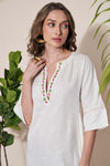 Pozruh-Pelican White Midi Dress-INDIASPOPUP.COM