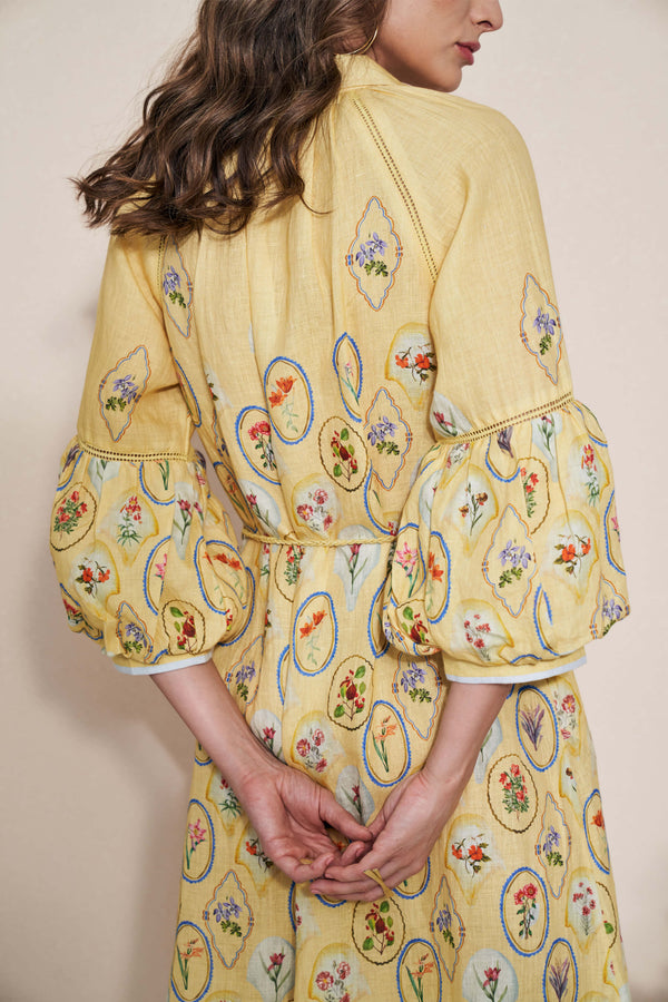 Pozruh-Yellow Skye Shirt Dress And Belt-INDIASPOPUP.COM