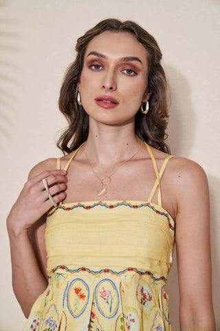 Pozruh-Elvira Yellow String Maxi Dress-INDIASPOPUP.COM