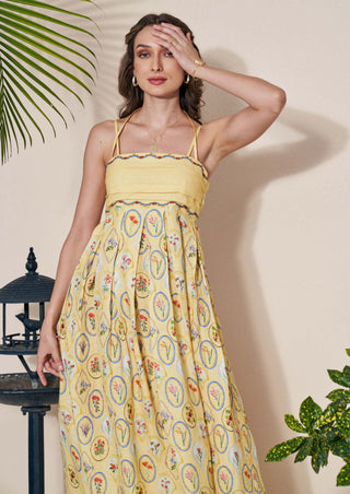 Pozruh-Elvira Yellow String Maxi Dress-INDIASPOPUP.COM