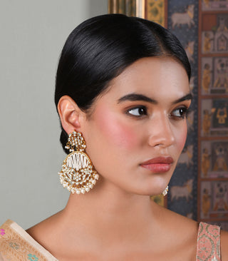 Hina white kundan chandbali