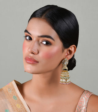 Divya green and pink jhumka