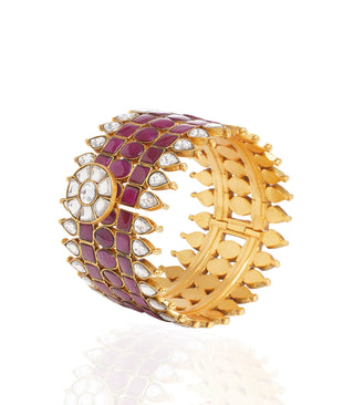 Jayaswi Ruby Kundan Bangle by Preeti Mohan available on Indiaspopup.com