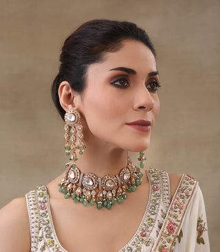 Lavanya Antique Green Polki Necklace Set by Preeti Mohan available on Indiaspopup.com