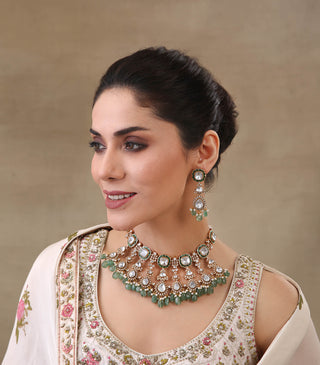 Yashvi Green Polki Necklace Set by Preeti Mohan available on Indiaspopup.com