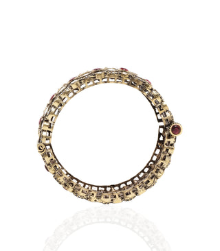 Monita Red Antique Gold Finish Bangles by Preeti Mohan available on Indiaspopup.com