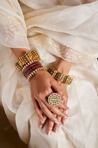 Jayaswi Ruby Kundan Bangle by Preeti Mohan available on Indiaspopup.com