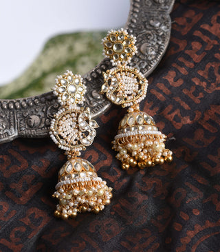 Lavanya white kundan jhumki