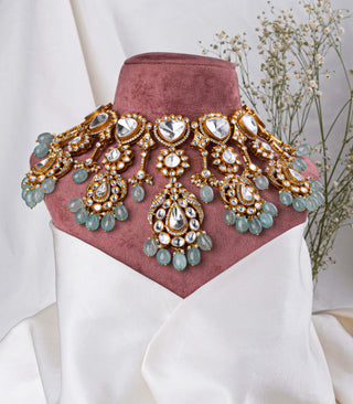 Padmakshi Mint Polki Necklace Set by Preeti Mohan available on Indiaspopup.com