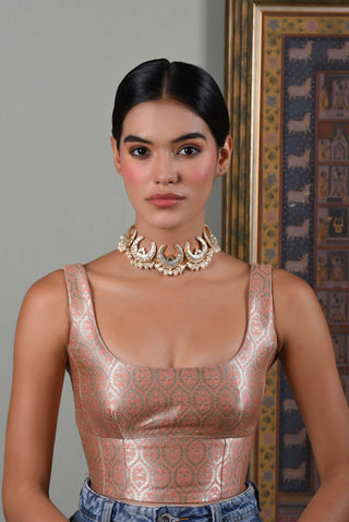 Yashvi Mother Of Pearls Choker Set by Preeti Mohan available on Indiaspopup.com