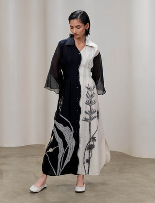 Celeste white and black dress