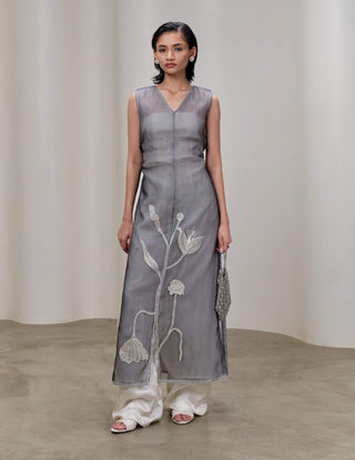 Gray organza stemline dress