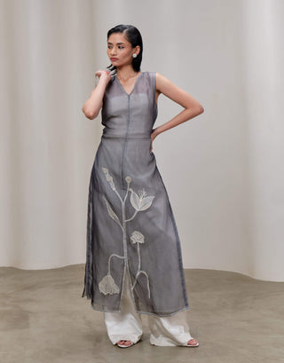 Gray organza stemline dress