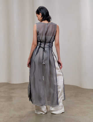 Gray organza stemline dress