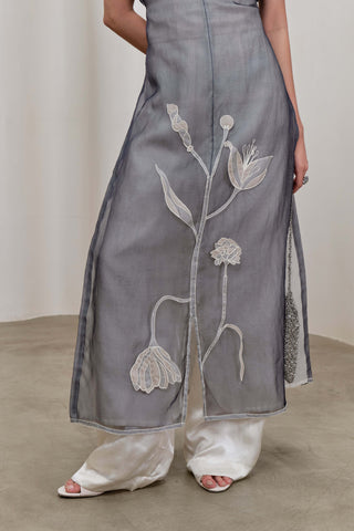 Gray organza stemline dress