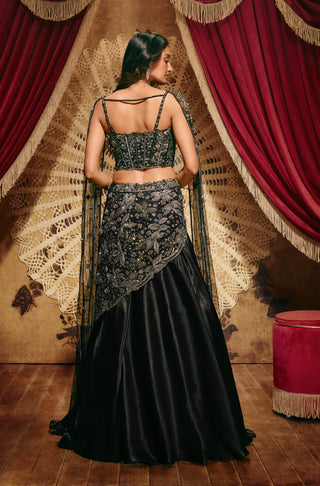Prudence black lehenga and cape set