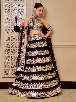 Farheen black lehenga set