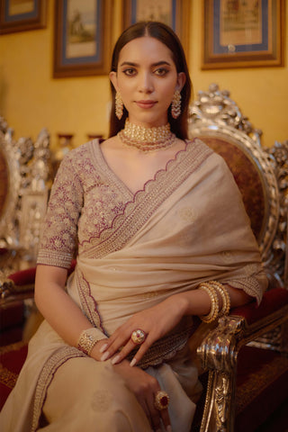 Shah gul aubergine sari and blouse