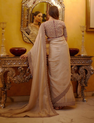 Shah gul aubergine sari and blouse