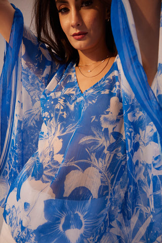 Reena Sharma-Azure Blue Kaftan Top-INDIASPOPUP.COM