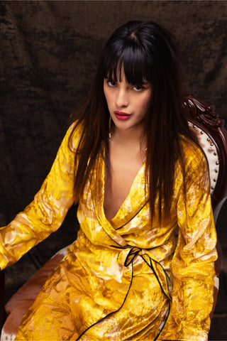 Reena Sharma-Yellow Nargis Robe Dress-INDIASPOPUP.COM