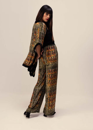 Reena Sharma-Dark Green Amaya Kimono And Pant Set-INDIASPOPUP.COM