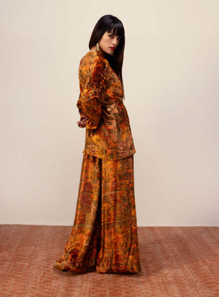 Reena Sharma-Rust Floral Printed Co-Ord Set-INDIASPOPUP.COM