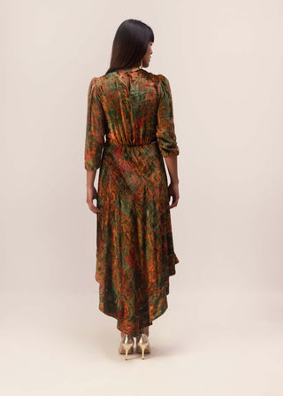 Reena Sharma-Green Nargis Asymmetric Dress-INDIASPOPUP.COM