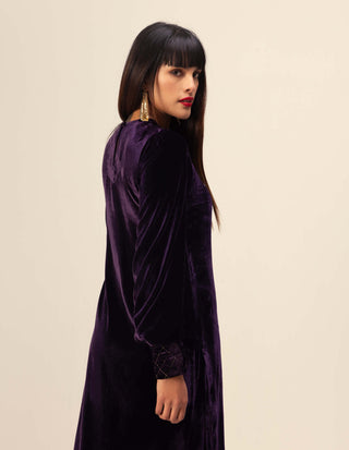 Reena Sharma-Purple Silk Velvet Tunic And Pant-INDIASPOPUP.COM