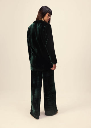 Reena Sharma-Emerald Silk Velvet Jacket And Pant-INDIASPOPUP.COM