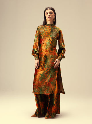 Nargis green embroidered tunic and pants