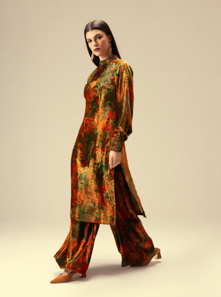 Nargis green embroidered tunic and pants