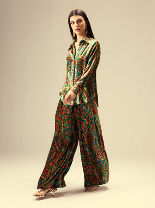 Amaya green printed tunic and pants
