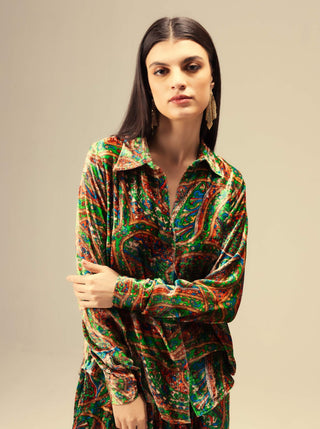 Amaya green printed tunic and pants