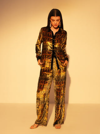 Amay olive printed shirt and pants