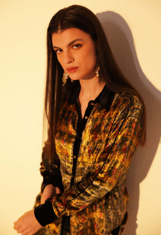 Amay olive printed shirt and pants