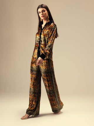 Amay olive printed shirt and pants