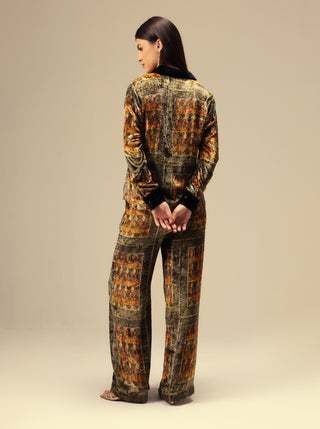 Amay olive printed shirt and pants