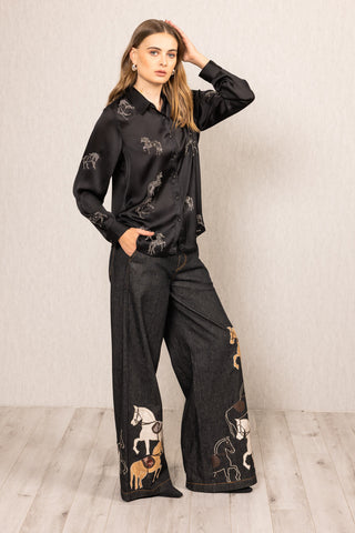 Lyla black button-down shirt