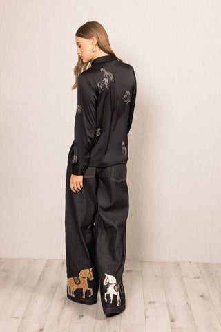 Lyla black button-down shirt