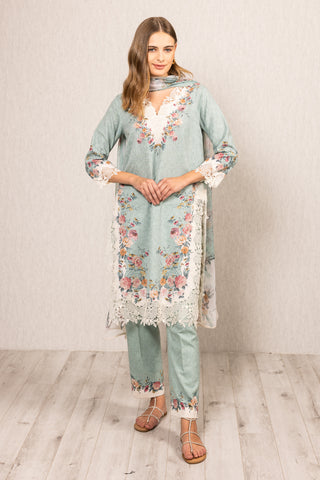Roselyn lace cameo green tunic set