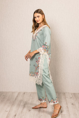 Roselyn lace cameo green tunic set