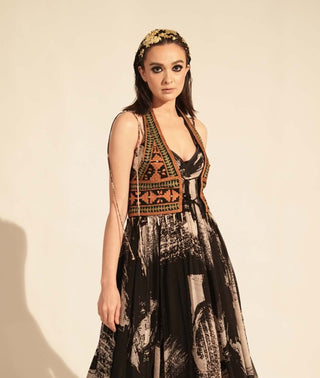 Nikita Mhaisalkar-Black Embellished Gille-INDIASPOPUP.COM