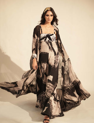 Nikita Mhaisalkar-Black White Stroke Print Jacket-INDIASPOPUP.COM