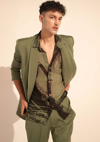Nikita Mhaisalkar Men-Jade Green Printed Shirt-INDIASPOPUP.COM