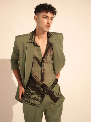 Nikita Mhaisalkar Men-Jade Green Printed Shirt-INDIASPOPUP.COM