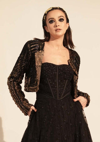 Nikita Mhaisalkar-Black Metallic Jacket-INDIASPOPUP.COM