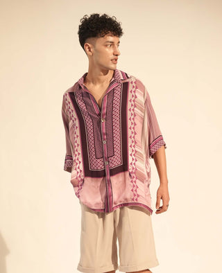 Nikita Mhaisalkar Men-Lilac Floss Print Shirt-INDIASPOPUP.COM